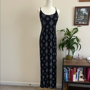 Black Patterned Sleeveless Boho Maxi Dress